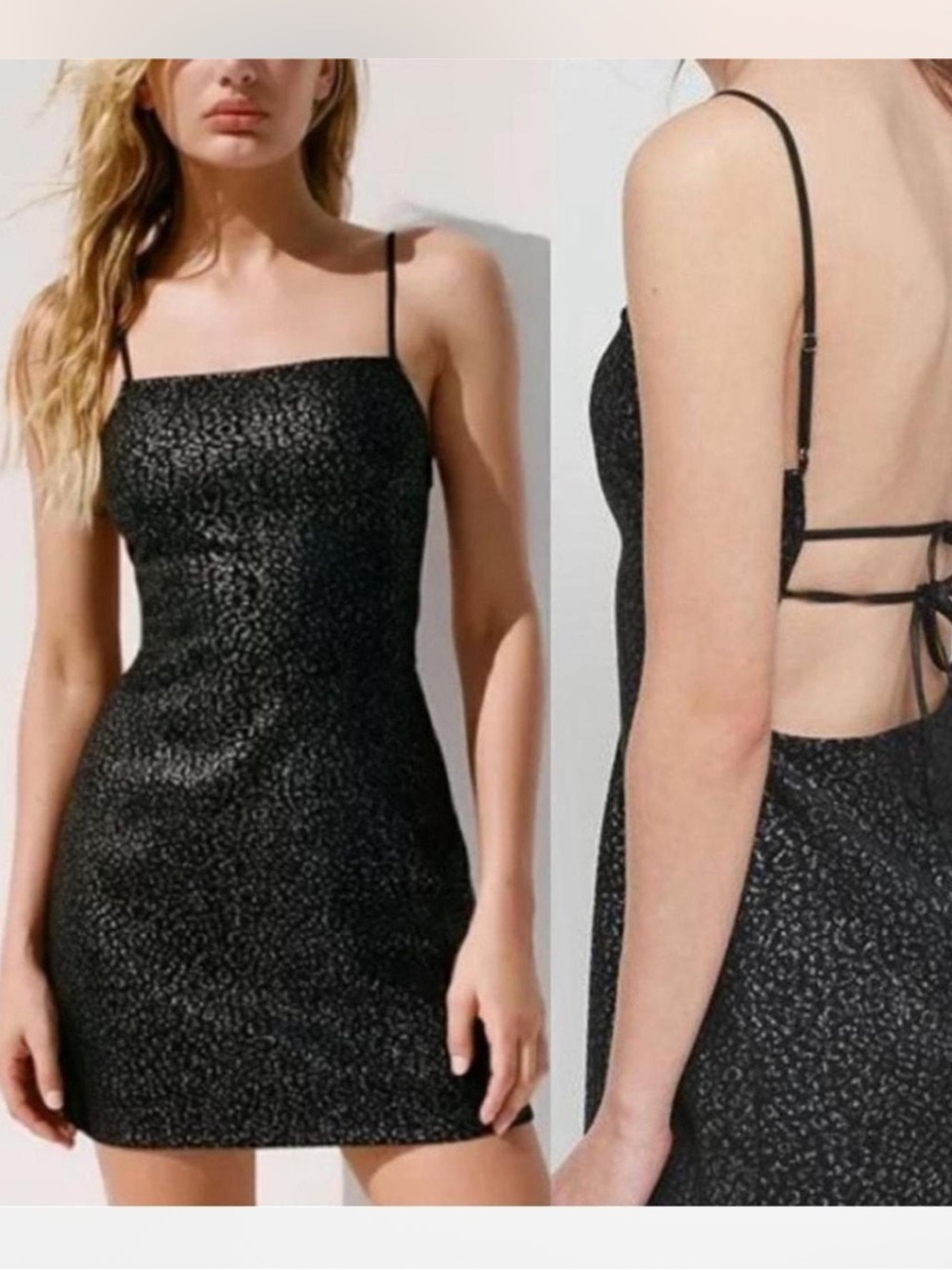 Urban Outfitters Black Metallic Leopard-Print Mini Dress
